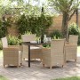 Conjunto de Comedor de Jardín de 5 Piezas con Cojines Beige Poliratán von , Gartenstühle - Ref: Foro24-3381102, Preis: 525,88...