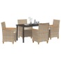 Conjunto de Comedor de Jardín de 5 Piezas con Cojines Beige Poliratán von , Gartenstühle - Ref: Foro24-3381102, Preis: 525,88...