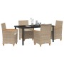 Set de Comedor de Jardín de 5 Piezas con Cojines Beige de Polirratán von , Gartenstühle - Ref: Foro24-3381103, Preis: 541,49 ...