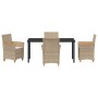 Set de Comedor de Jardín de 5 Piezas con Cojines Beige de Polirratán von , Gartenstühle - Ref: Foro24-3381103, Preis: 541,49 ...