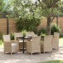 Juego de Comedor de Jardín de 7 Piezas con Cojines Beige de Poliratán by , Garden chairs - Ref: Foro24-3381104, Price: 744,00...
