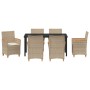 Juego de Comedor de Jardín de 7 Piezas con Cojines Beige de Poliratán by , Garden chairs - Ref: Foro24-3381104, Price: 744,00...