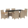 Juego de Comedor de Jardín de 7 piezas con cojines Beige Poliratán | Foro24.es | Tu tienda online para hogar, jardín y más Foro24.es