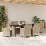Juego de Comedor de Jardín de 7 piezas con cojines Beige Poliratán | Foro24.es | Tu tienda online para hogar, jardín y más Foro24.es