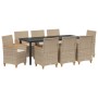 Conjunto de Comedor de Jardín de 9 Piezas con Cojines Beige Poliratán | Foro24.es | Tu tienda online para hogar, jardín y más Foro24.es