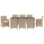 Conjunto de Comedor de Jardín de 9 Piezas con Cojines Beige Poliratán | Foro24.es | Tu tienda online para hogar, jardín y más Foro24.es