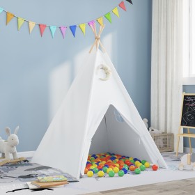 Tienda Teepee para Niños con Bolsa Durazno y Pelotas de Juego Blancas von , Spielzelte und Tunnel - Ref: Foro24-3385870, Prei...
