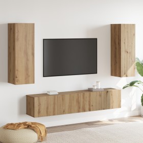 Juego de Mueble para TV de 4 Piezas de Roble