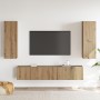 Juego de Mueble para TV de 4 Piezas de Roble Artesanal | Foro24.es | Tu tienda online para hogar, jardín y más Foro24.es