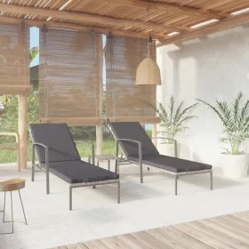 Liegestühle mit Tisch, 2 Stück, aus grauem synthetischem Rattan. von vidaXL, Liegen - Ref: Foro24-317639, Preis: 188,58 €, Ra...