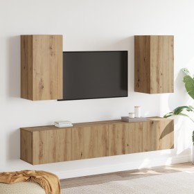 Conjunto de mueble para TV de 4 piezas montado en