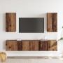 Juego de armarios de TV de 4 piezas montados en la pared de madera antigua de madera elaborada von , TV-Möbel - Ref: Foro24-3...