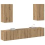 Conjunto de mueble para TV de 4 piezas montado en la pared de roble artesanal | Foro24.es | Tu tienda online para hogar, jardín y más Foro24.es