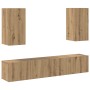 Conjunto de mueble para TV de 4 piezas montado en la pared de roble artesanal | Foro24.es | Tu tienda online para hogar, jardín y más Foro24.es