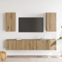 Conjunto de mueble para TV de 4 piezas montado en la pared de roble artesanal | Foro24.es | Tu tienda online para hogar, jardín y más Foro24.es