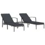 Liegestühle mit Tisch, 2 Stück, aus grauem synthetischem Rattan. von vidaXL, Liegen - Ref: Foro24-317639, Preis: 188,58 €, Ra...