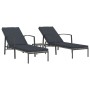 Liegestühle mit Tisch, 2 Stück, aus grauem synthetischem Rattan. von vidaXL, Liegen - Ref: Foro24-317639, Preis: 190,14 €, Ra...