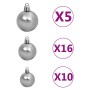Árbol de Navidad Delgado LEDs y Conjunto de Bolas Verde 210 cm