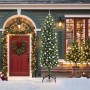 Árbol de Navidad delgado con 300 LEDs y juego de bolas verde 210 cm | Foro24.es | Tu tienda online para hogar, jardín y más Foro24.es