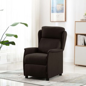 Sillón de masaje de tela marrón oscuro
