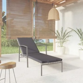 Tumbona con cojín de ratán sintético gris by vidaXL, Loungers - Ref: Foro24-317636, Price: 131,87 €, Discount: %