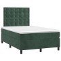 Cama box spring colchón y LED terciopelo verde oscuro 120x200cm