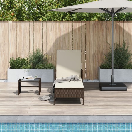 Tumbona Marrón y crema Ratán PE 157 x 55 x 92 cm Plegable | Foro24.es | Tu tienda online para hogar, jardín y más Foro24.es