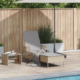 Tumbona Beige y gris claro Ratán PE 157 x 55 x 92 cm Plegable de , Tumbonas - Ref: Foro24-365428, Precio: 132,87 €