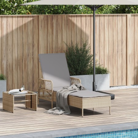 Tumbona Beige y gris claro Ratán PE 157 x 55 x 92 cm Plegable | Foro24.es | Tu tienda online para hogar, jardín y más Foro24.es