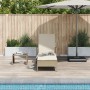 Tumbona Beige y blanco crema Ratán PE 157 x 55 x 92 cm Plegable by , Loungers - Ref: Foro24-365429, Price: 157,94 €, Discount: %
