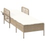 Tumbona Beige y blanco crema Ratán PE 157 x 55 x 92 cm Plegable by , Loungers - Ref: Foro24-365429, Price: 157,94 €, Discount: %