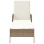 Tumbona Beige y blanco crema Ratán PE 157 x 55 x 92 cm Plegable by , Loungers - Ref: Foro24-365429, Price: 157,94 €, Discount: %
