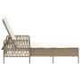 Tumbona Beige y blanco crema Ratán PE 157 x 55 x 92 cm Plegable
