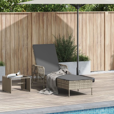 Tumbona Gris claro Ratán PE 157 x 55 x 92 cm Plegable Tumbona de , Tumbonas - Ref: Foro24-365430, Precio: 132,87 €