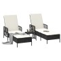 Conjunto de Tumbonas Set de 3 Negro y blanco crema Ratán PE, metal de , Tumbonas - Ref: Foro24-365432, Precio: 248,98 €, Desc...