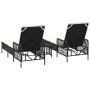 Conjunto de Tumbonas Set de 3 Negro y blanco crema Ratán PE, metal de , Tumbonas - Ref: Foro24-365432, Precio: 248,98 €, Desc...