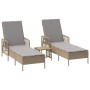 Conjunto de Tumbonas Set de 3 Beige Ratán PE, metal Plegable de , Tumbonas - Ref: Foro24-365435, Precio: 273,68 €