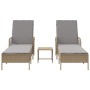 Conjunto de Tumbonas Set de 3 Beige Ratán PE, metal Plegable von , Liegen - Ref: Foro24-365435, Preis: 313,78 €, Rabatt: %