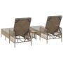 Conjunto de Tumbonas Set de 3 Beige Ratán PE, metal Plegable de , Tumbonas - Ref: Foro24-365435, Precio: 273,68 €