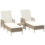 Conjunto de Tumbonas Set de 3 Beige y Crema Ratán de PE, metal by , Loungers - Ref: Foro24-365436, Price: 313,78 €, Discount: %