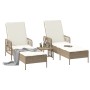 Conjunto de Tumbonas Set de 3 Beige y Crema Ratán de PE, metal by , Loungers - Ref: Foro24-365436, Price: 313,78 €, Discount: %