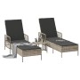Tumbona Set de 3 Gris claro y gris oscuro Ratán PE, metal | Foro24.es | Tu tienda online para hogar, jardín y más Foro24.es