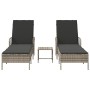 Tumbona Set de 3 Gris claro y gris oscuro Ratán PE, metal | Foro24.es | Tu tienda online para hogar, jardín y más Foro24.es