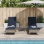 Tumbona Set de 3 Gris y azul marino Ratán PE, metal Plegable | Foro24.es | Tu tienda online para hogar, jardín y más Foro24.es