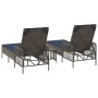 Tumbona Set de 3 Gris y azul marino Ratán PE, metal Plegable | Foro24.es | Tu tienda online para hogar, jardín y más Foro24.es