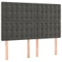 Cama box spring colchón y LED terciopelo gris oscuro 140x190 cm