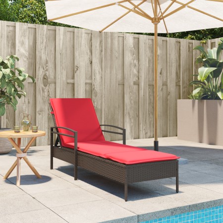 Tumbona con cojín Marrón 63x200x81 cm Poliéster Ratán | Foro24.es | Tu tienda online para hogar, jardín y más Foro24.es