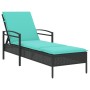 Tumbona con Cojín Negra 63x200x81 cm de Ratán Sintético de , Tumbonas - Ref: Foro24-368307, Precio: 159,91 €