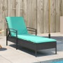 Tumbona con Cojín Negra 63x200x81 cm de Ratán Sintético de , Tumbonas - Ref: Foro24-368307, Precio: 159,91 €