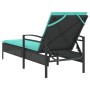 Tumbona con Cojín Negra 63x200x81 cm de Ratán Sintético de , Tumbonas - Ref: Foro24-368307, Precio: 159,91 €